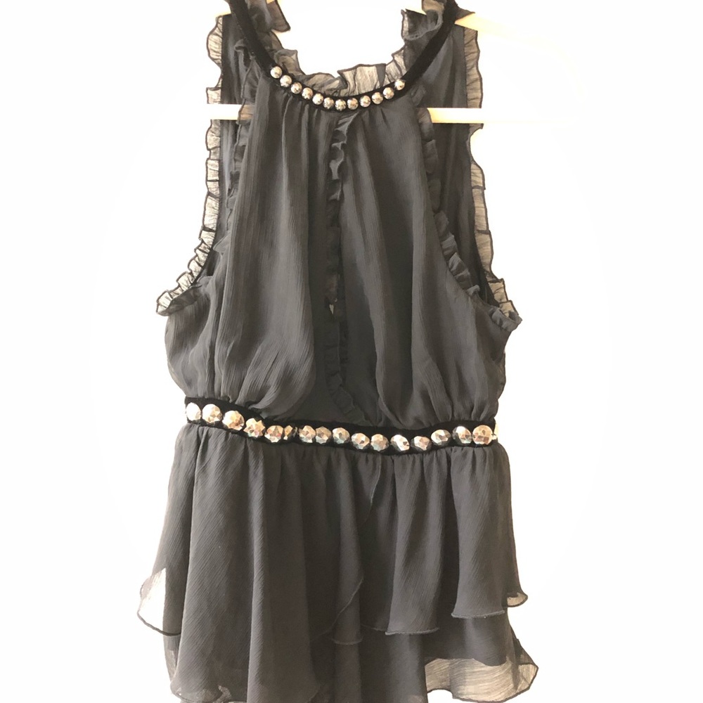 Black embellished dress top